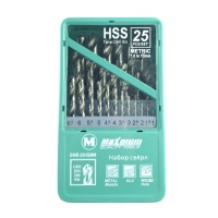 Набор сверл по металлу HSS 25 предметов, 4341, "MAXIMUM" MX 02784 (3183) Набор сверл по металлу HSS 25 предметов, 4341, "MAXIMUM" MX 02784 (3183)